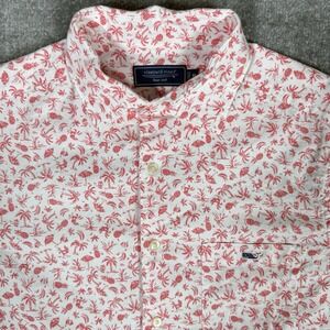Vineyard Vines Shirt Men's Medium Stretch Poplin Harbour Toss Print Short-Sleeve